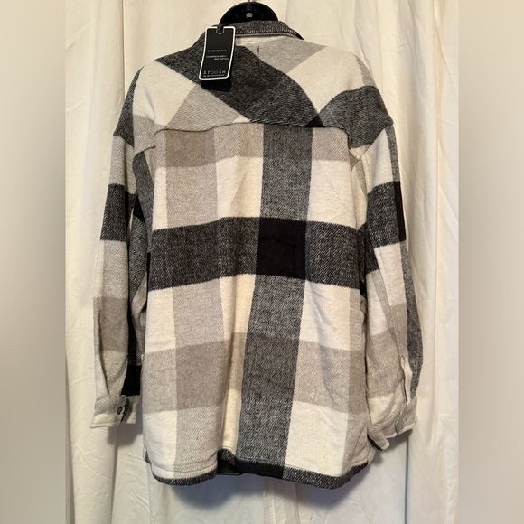 Stoosh NWT Wool-Mix Panel Buffalo Plaid Shacket Sz L - Picture 2 of 8
